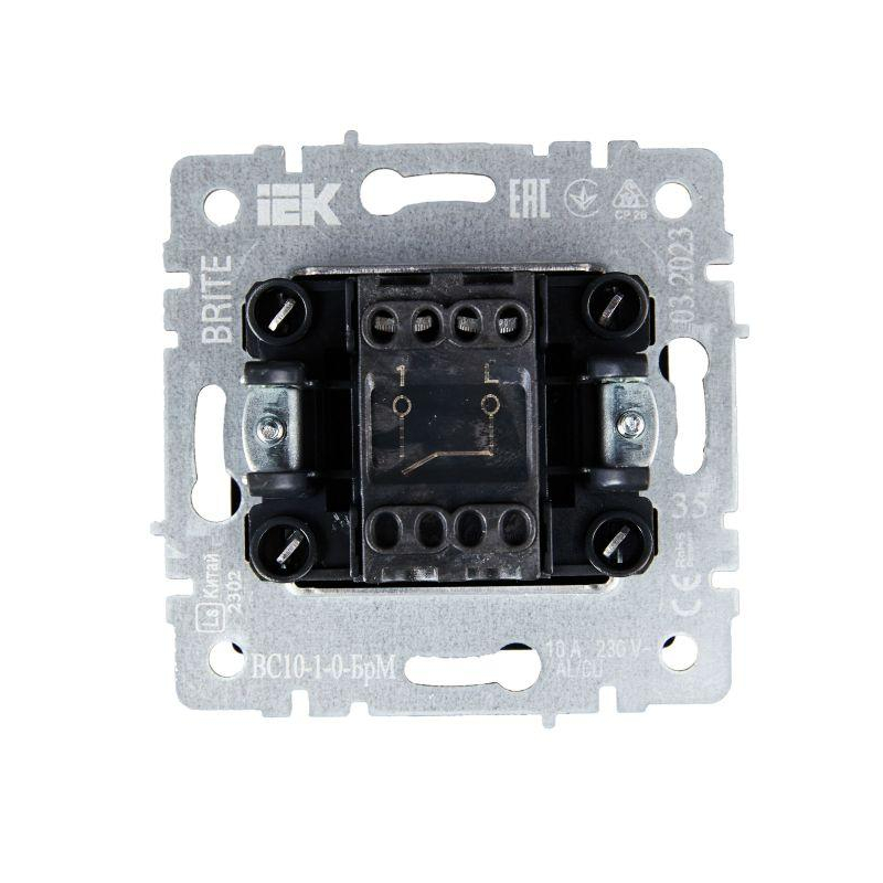 BRITE Выключатель 1-клавишный 10А ВС10-1-0-БрМ маренго IEK
