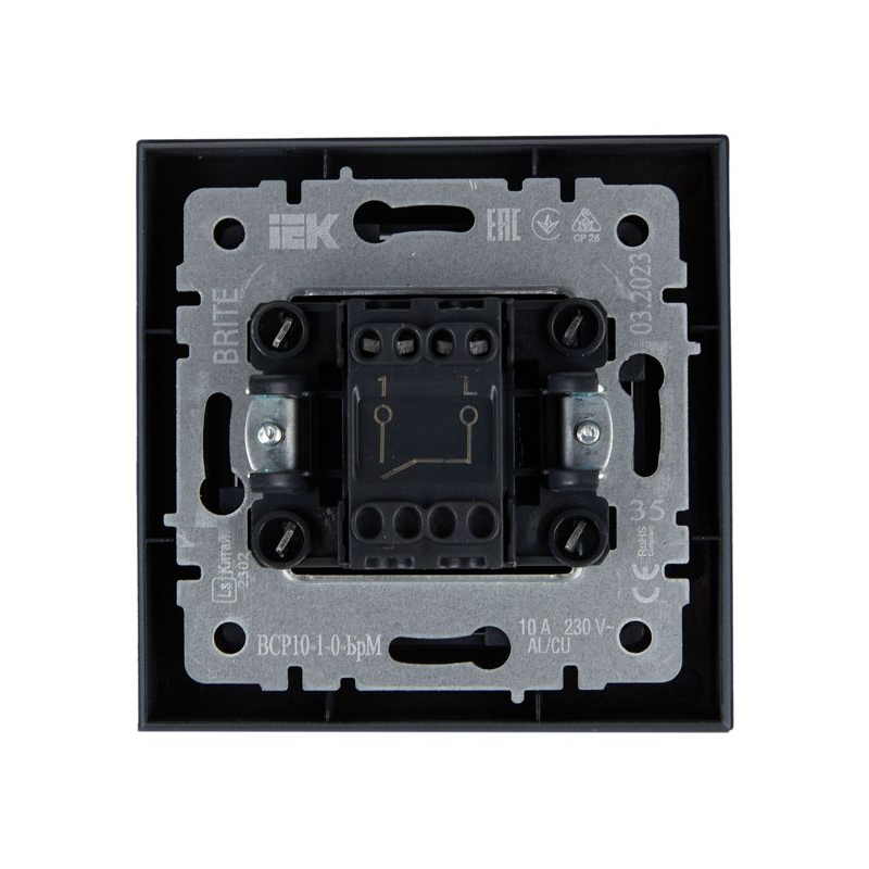 BRITE Выключатель 1-клавишный 10А в сборе ВСР10-1-0-БрМ маренго IEK