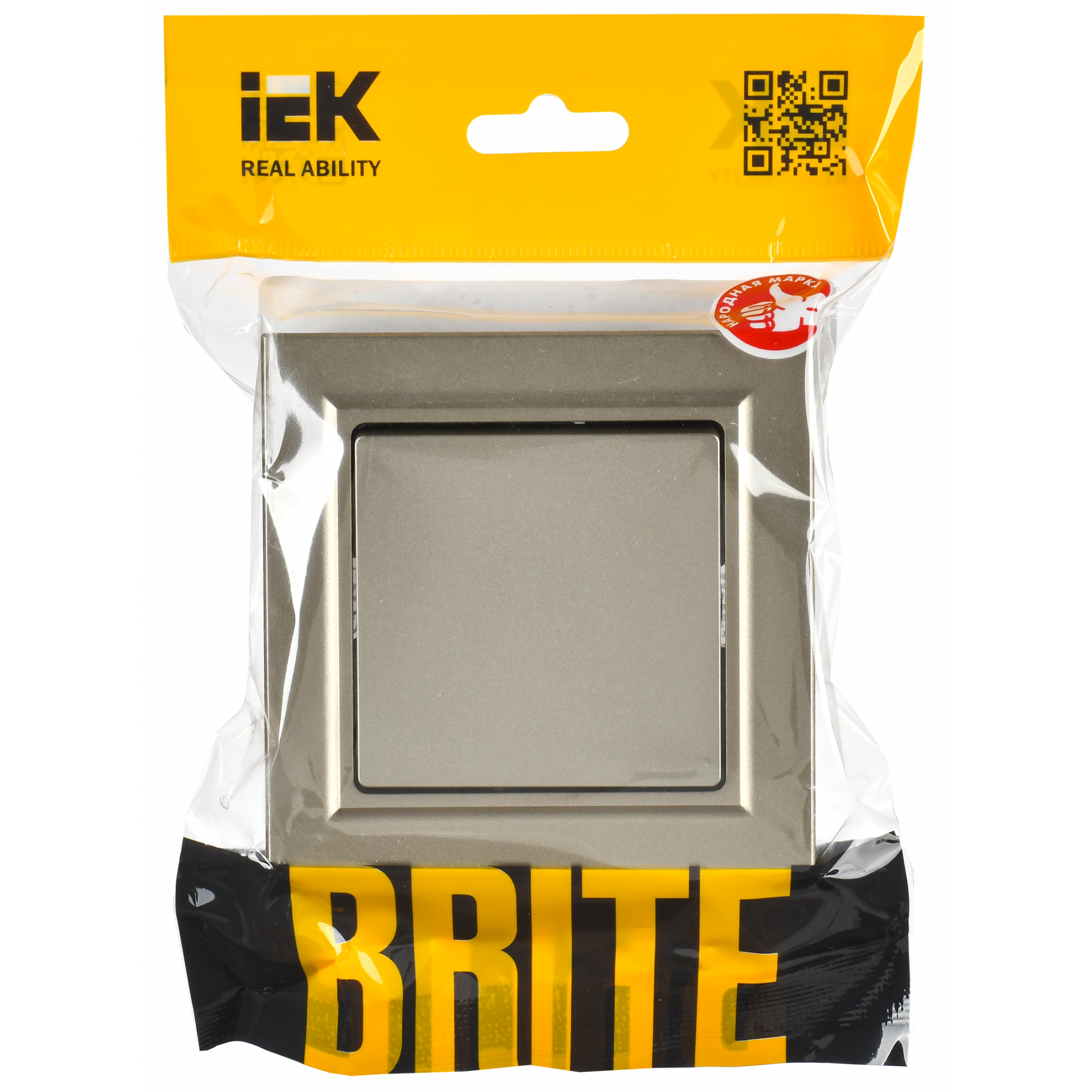 BRITE Выключатель 1-клавишный 10А в сборе ВСР10-1-0-БрШ шампань IEK