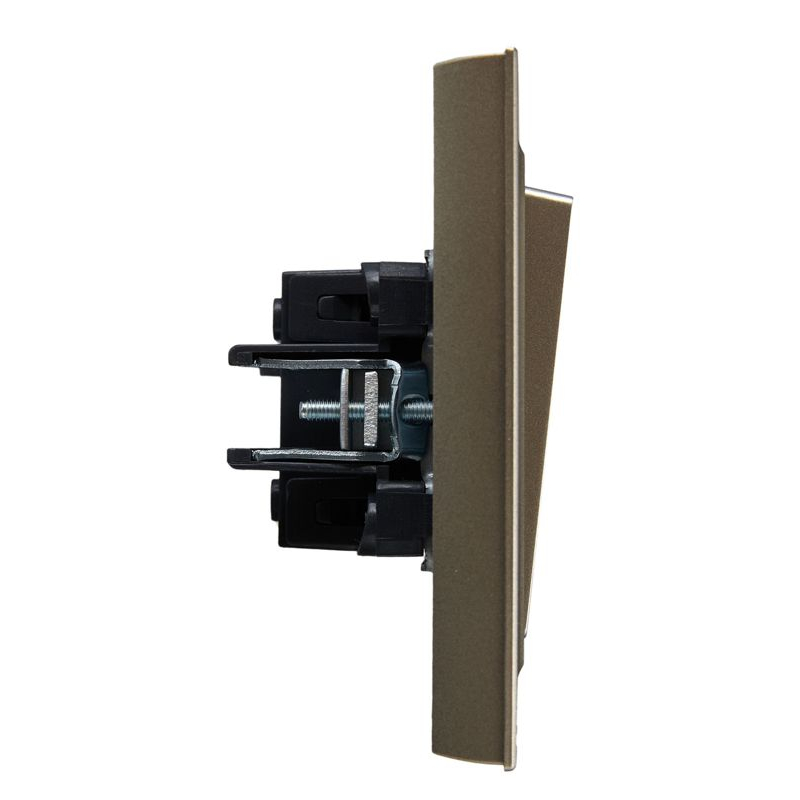 BRITE Выключатель 1-клавишный 10А в сборе ВСР10-1-0-БрШ шампань IEK