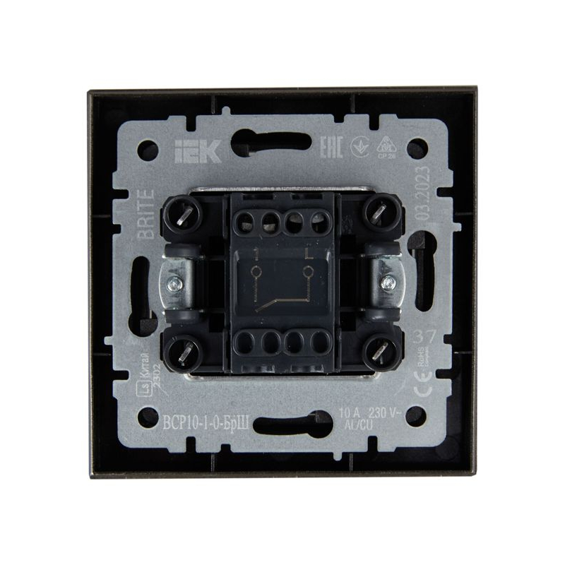 BRITE Выключатель 1-клавишный 10А в сборе ВСР10-1-0-БрШ шампань IEK