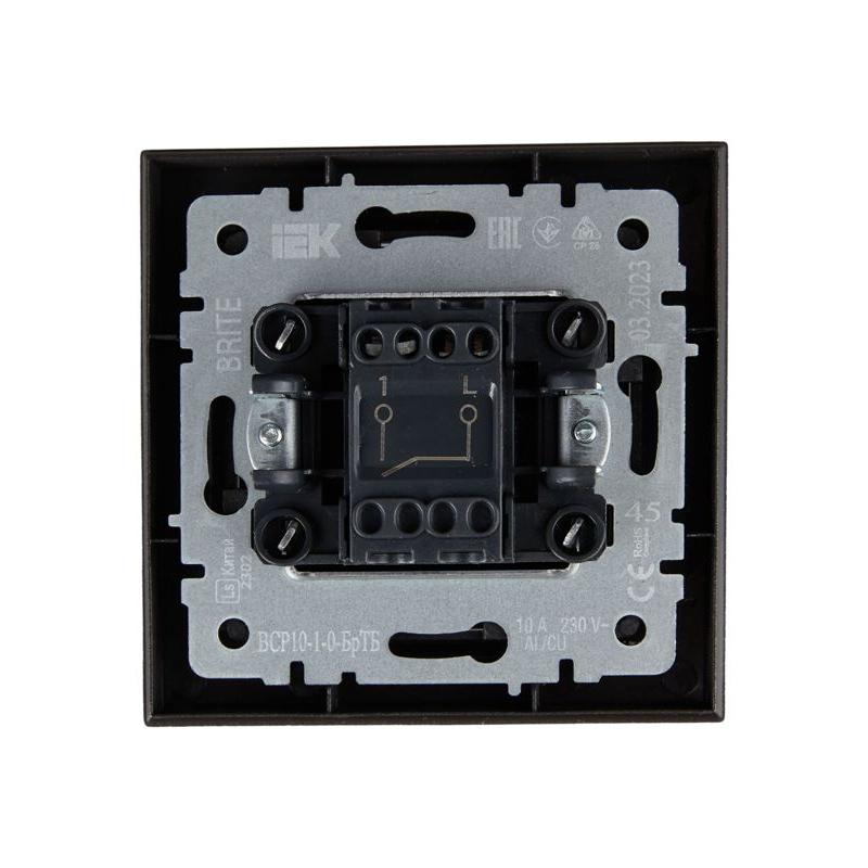 BRITE Выключатель 1-клавишный 10А в сборе ВСР10-1-0-БрТБ темная бронза IEK