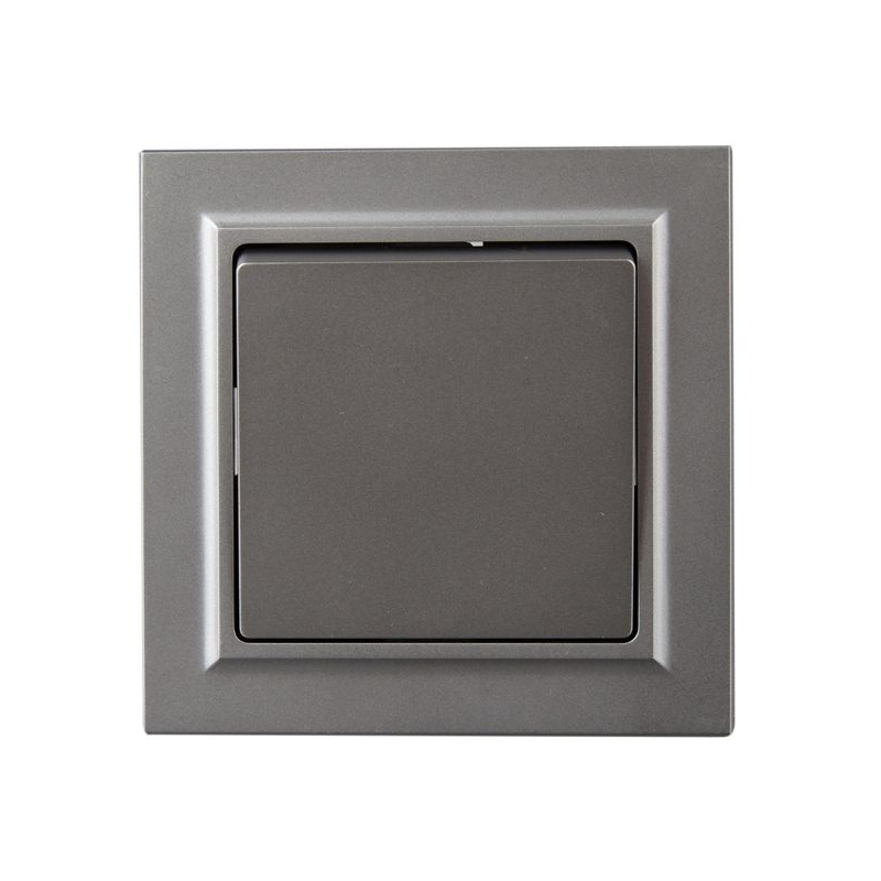 BRITE Выключатель 1-клавишный 10А в сборе ВСР10-1-0-БрС сталь IEK