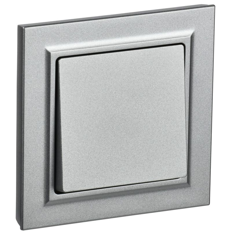 BRITE Выключатель 1-клавишный 10А в сборе ВСР10-1-0-БрА алюминий IEK