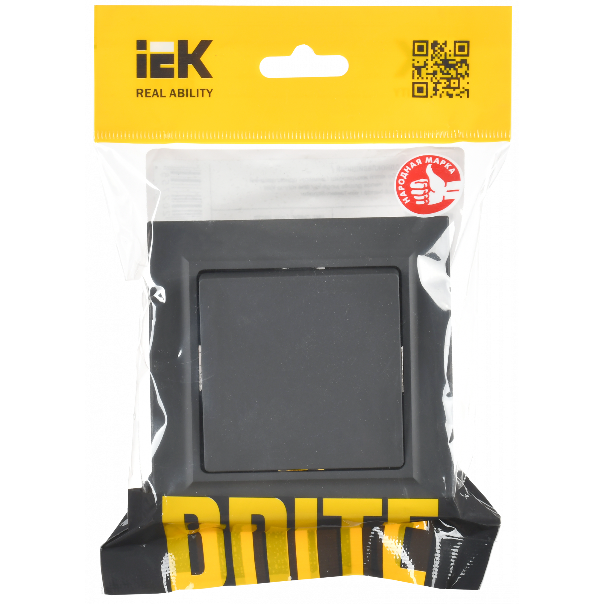 BRITE Выключатель 1-клавишный 10А в сборе ВСР10-1-0-БрГ графит IEK