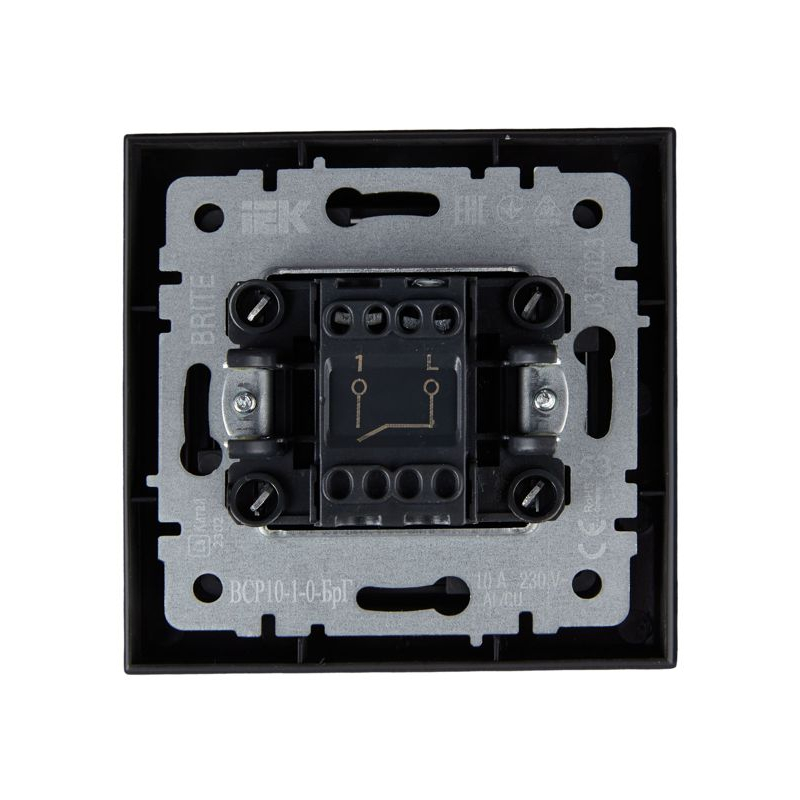 BRITE Выключатель 1-клавишный 10А в сборе ВСР10-1-0-БрГ графит IEK