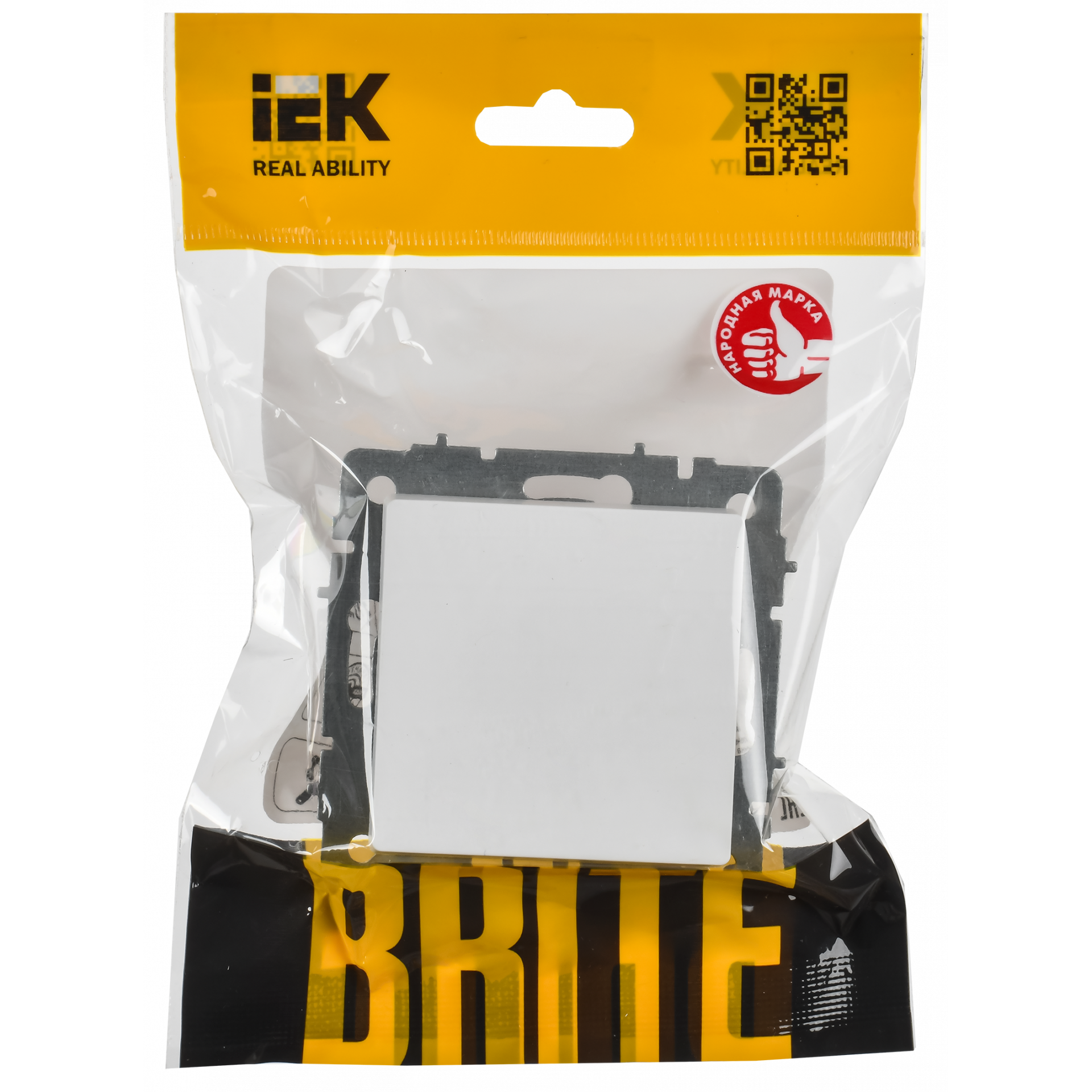 BRITE Выключатель 1-клавишный 10А ВС10-1-0-БрАБ арктический белый IEK
