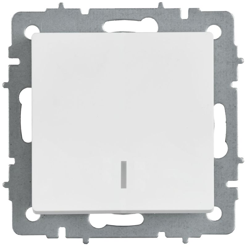 BRITE Выключатель 1-клавишный с индикацией 10А ВС10-1-1-БрАБ арктический белый IEK