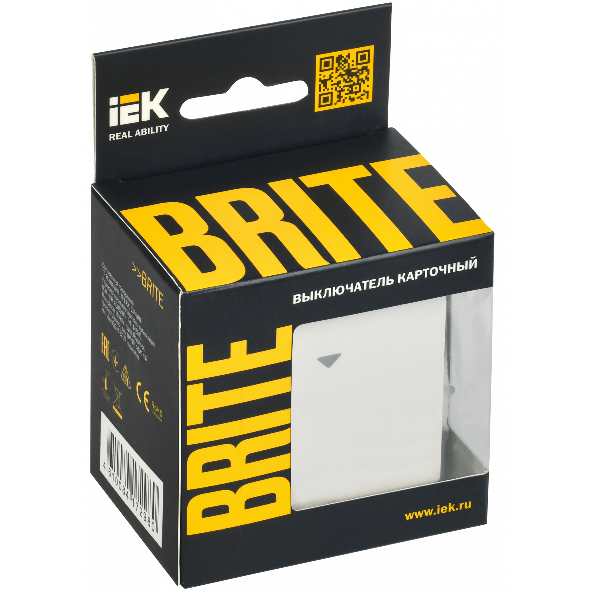 BRITE Выключатель карточный 30А ВС10-1-8-БрБ белый IEK