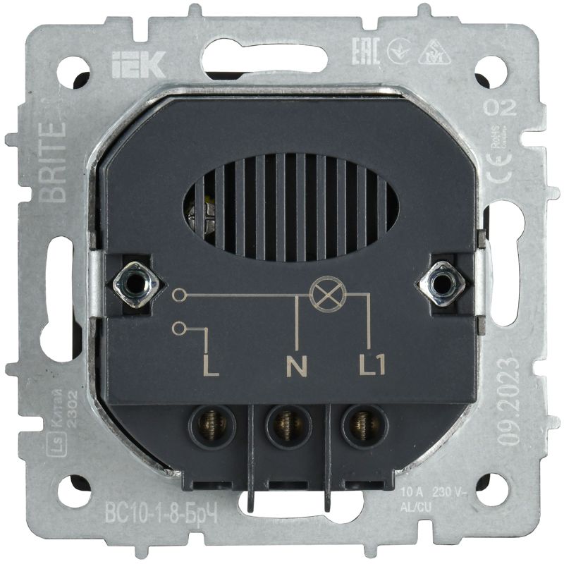 BRITE Выключатель карточный 30А ВС10-1-8-БрЧ черный IEK