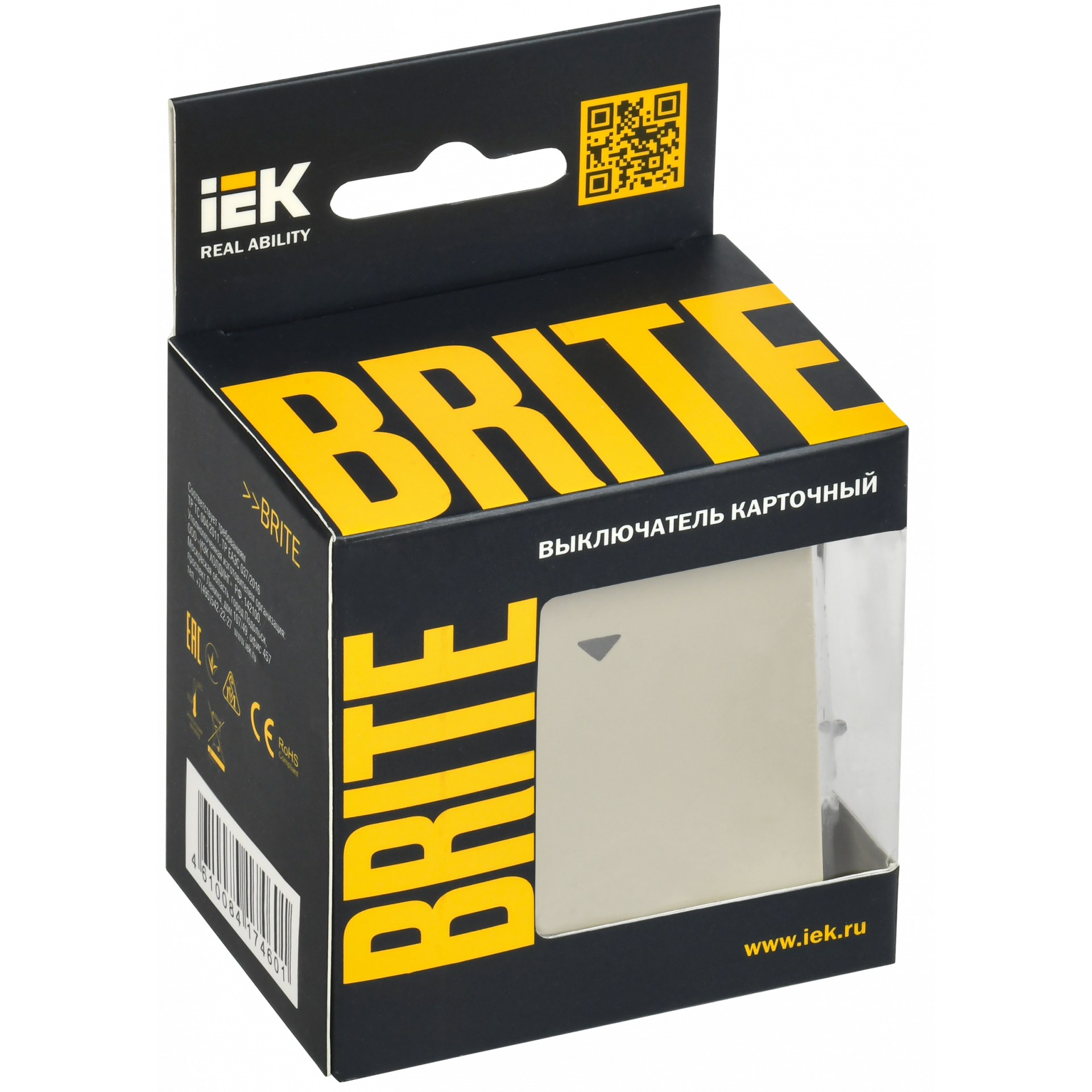 BRITE Выключатель карточный 30А ВС10-1-8-БрКр бежевый IEK