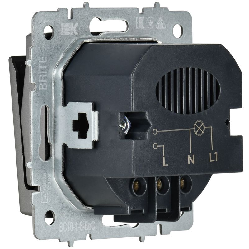 BRITE Выключатель карточный 30А ВС10-1-8-БрС сталь IEK