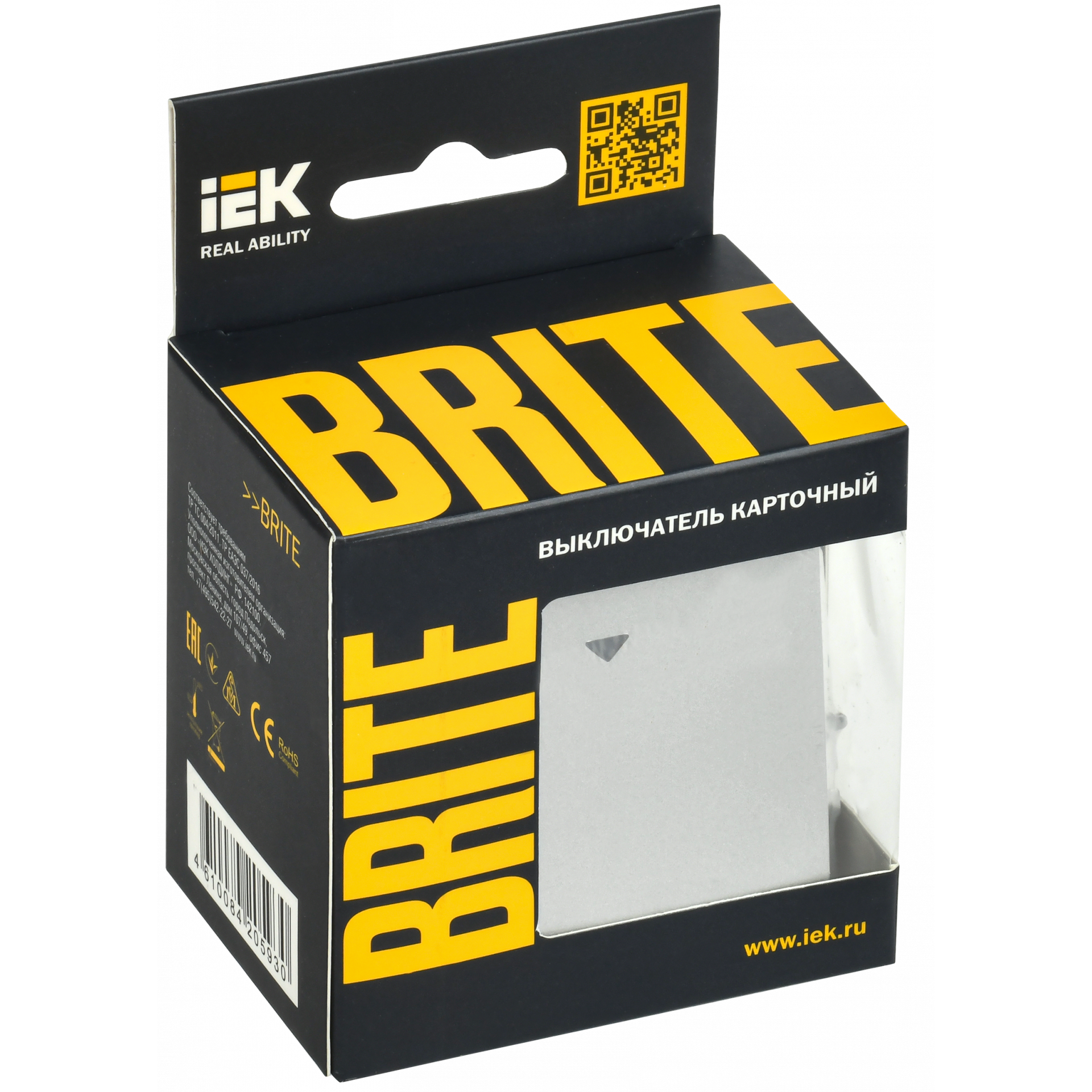BRITE Выключатель карточный 30А ВС10-1-8-БрА алюминий IEK