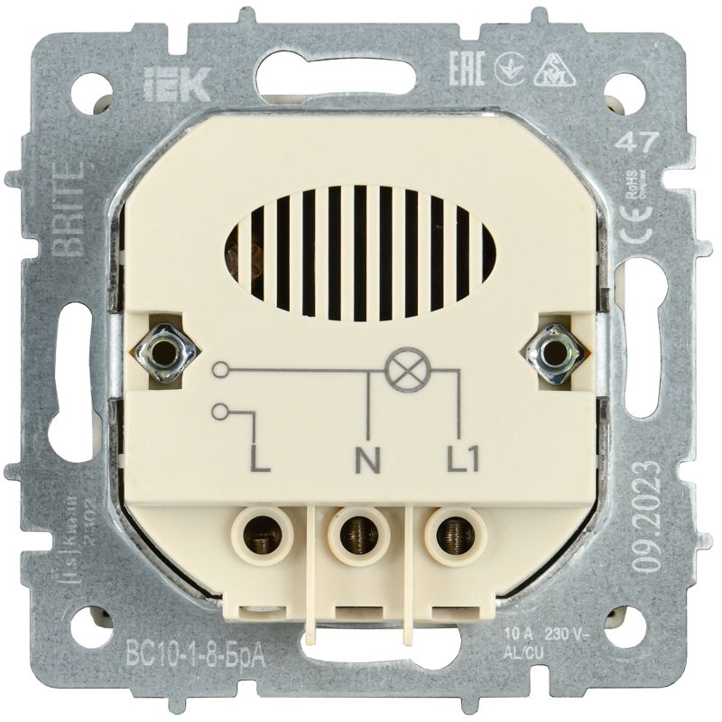 BRITE Выключатель карточный 30А ВС10-1-8-БрА алюминий IEK
