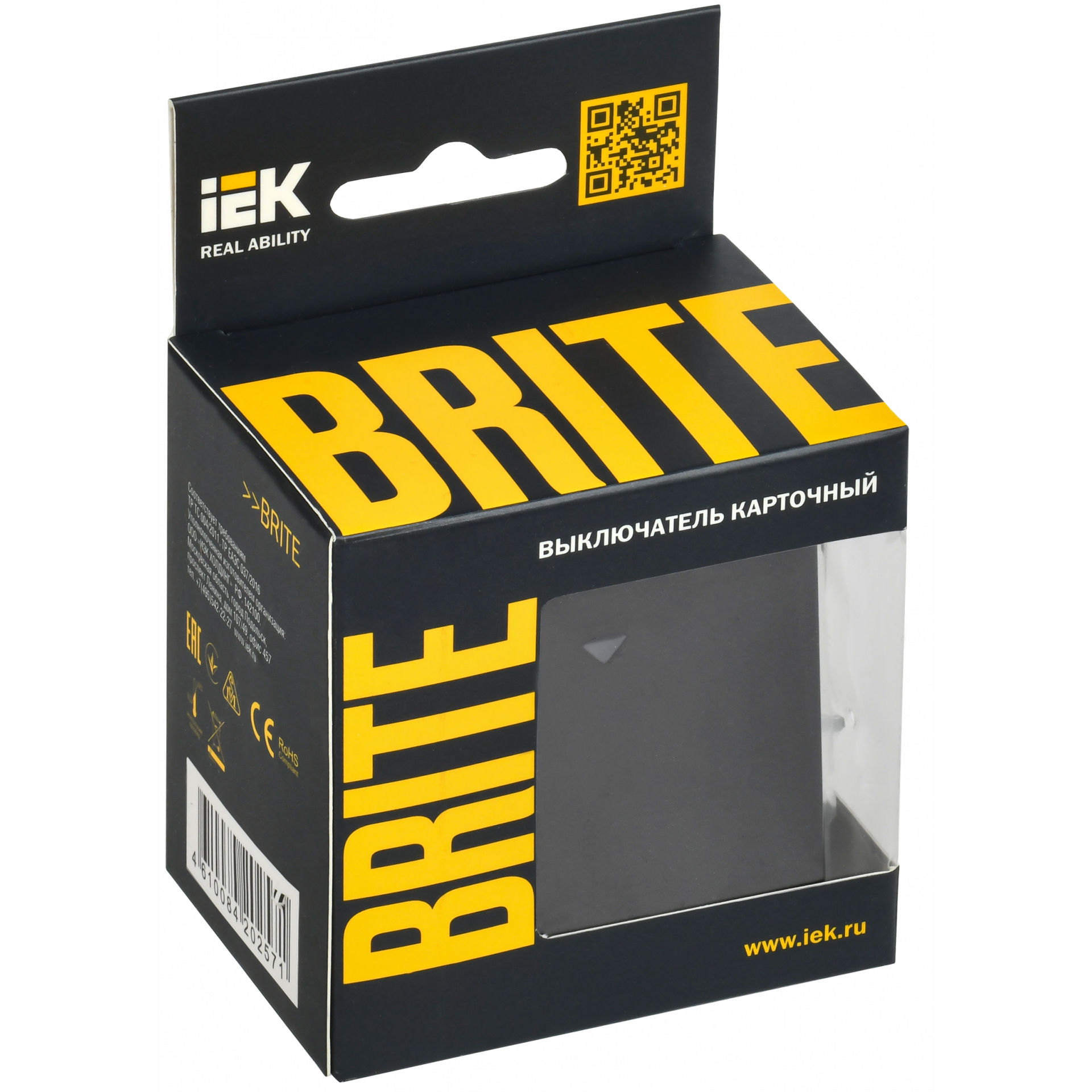 BRITE Выключатель карточный 30А ВС10-1-8-БрГ графит IEK