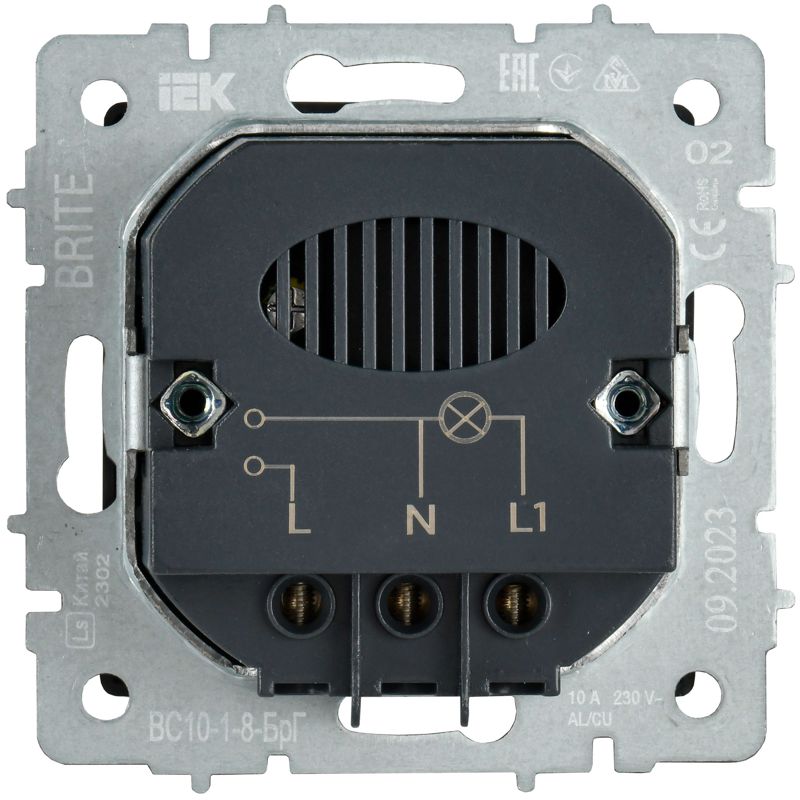 BRITE Выключатель карточный 30А ВС10-1-8-БрГ графит IEK