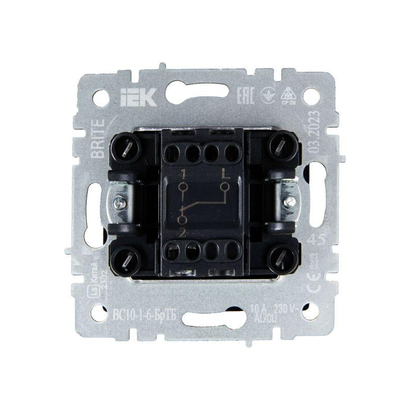 BRITE Выключатель 1-клавишный проходной 10А ВС10-1-6-БрТБ темная бронза IEK