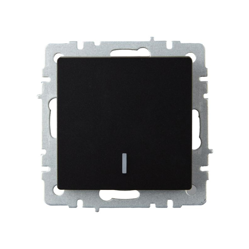 BRITE Выключатель 1-клавишный проходной с индикацией 10А ВС10-1-7-БрЧ черный IEK