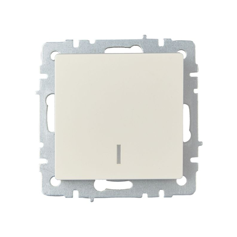 BRITE Выключатель 1-клавишный проходной с индикацией 10А ВС10-1-7-БрКр бежевый IEK