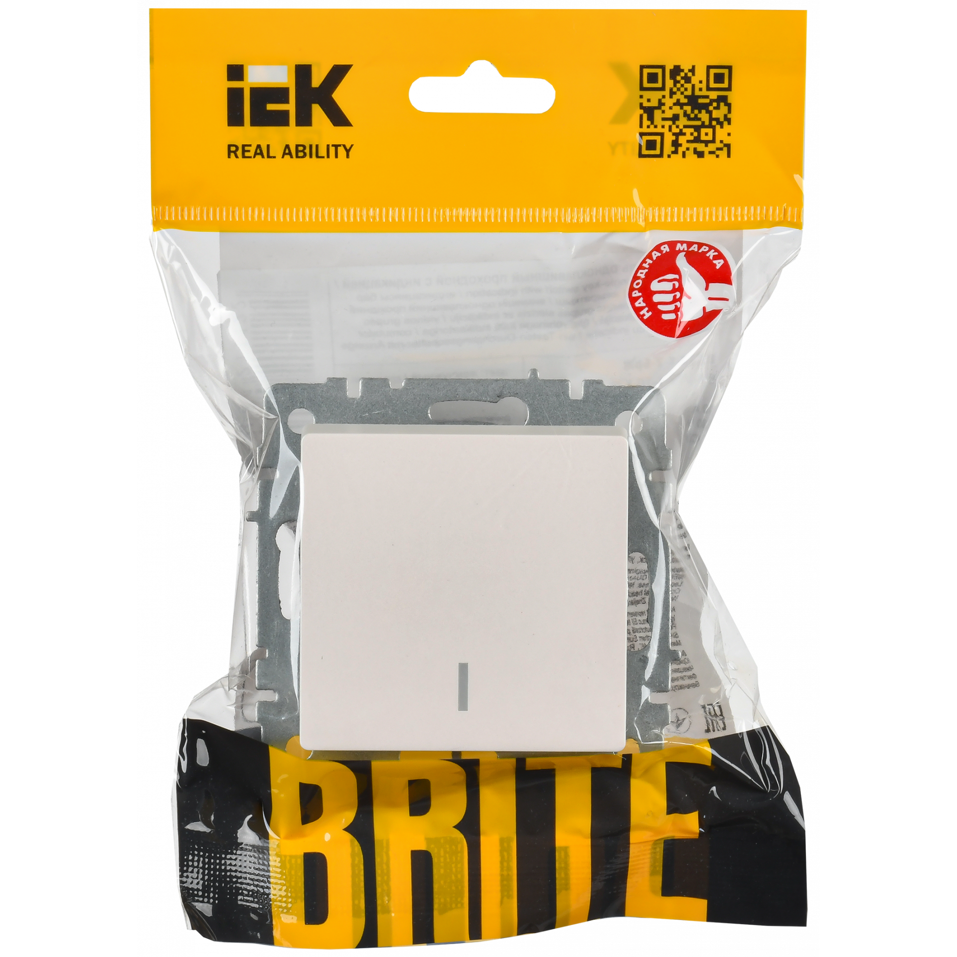 BRITE Выключатель 1-клавишный проходной с индикацией 10А ВС10-1-7-БрЖ жемчуг IEK