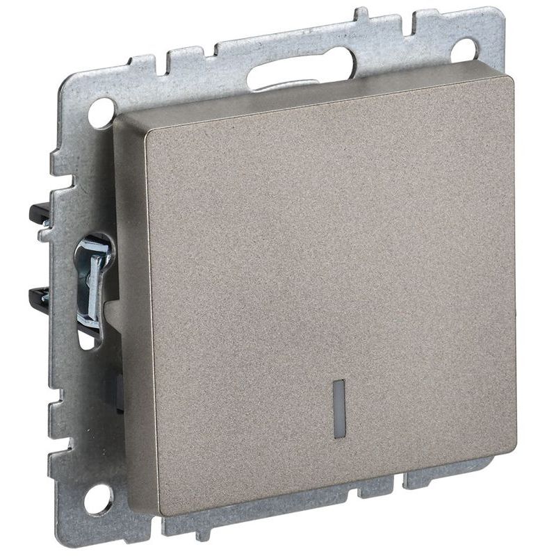 BRITE Выключатель 1-клавишный проходной с индикацией 10А ВС10-1-7-БрШ шампань IEK