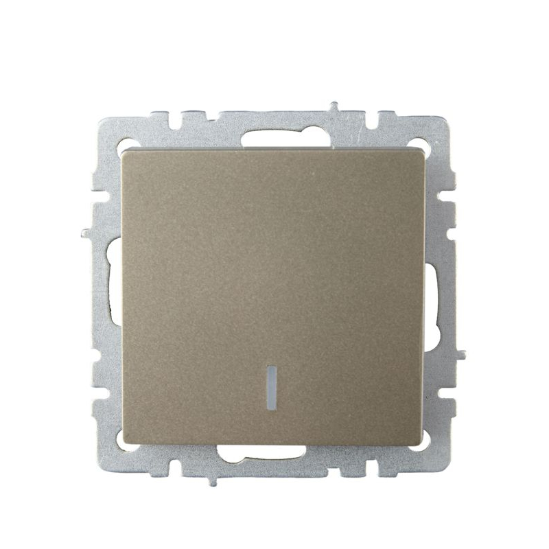 BRITE Выключатель 1-клавишный проходной с индикацией 10А ВС10-1-7-БрШ шампань IEK