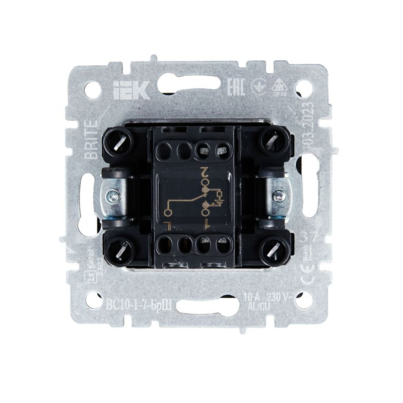BRITE Выключатель 1-клавишный проходной с индикацией 10А ВС10-1-7-БрШ шампань IEK