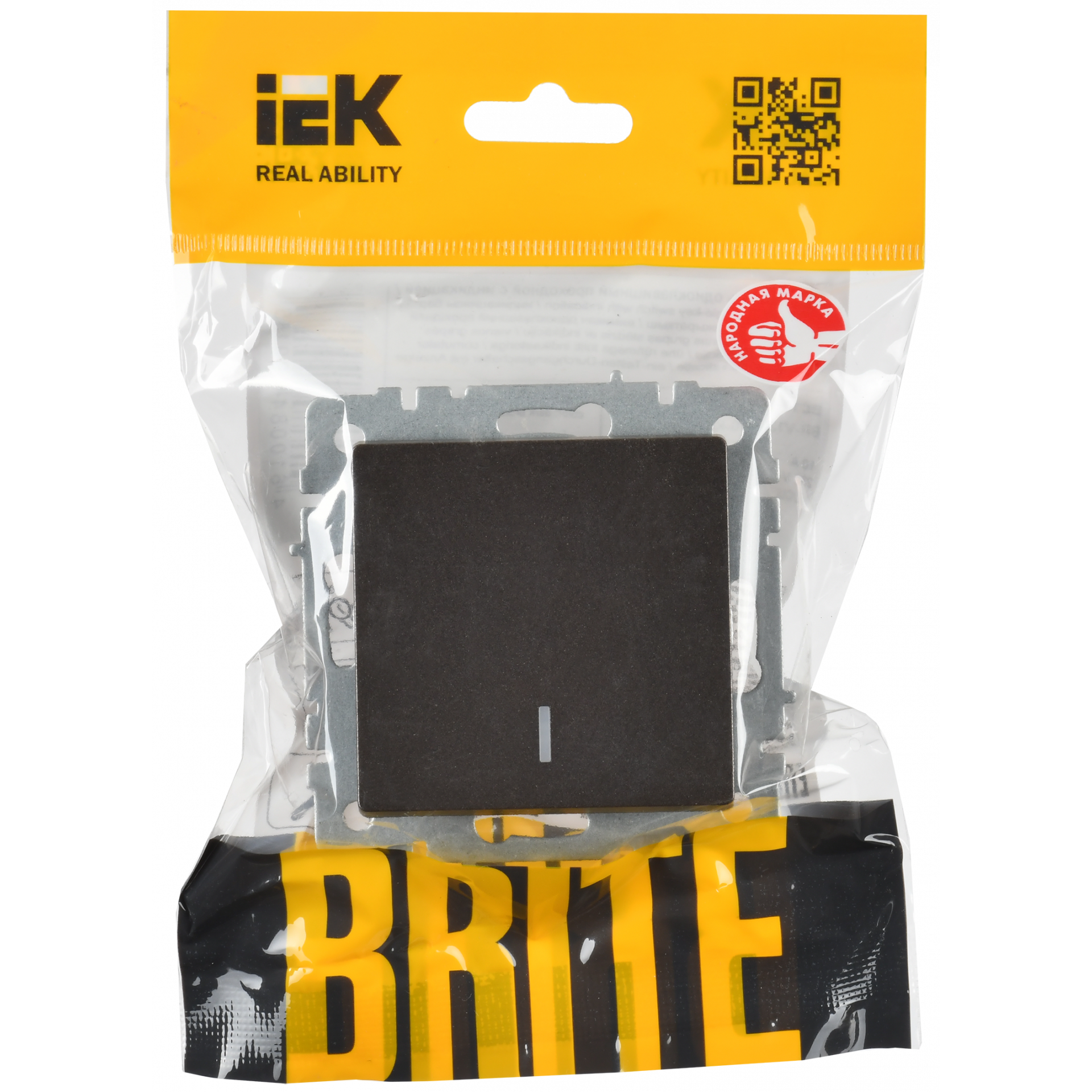 BRITE Выключатель 1-клавишный проходной с индикацией 10А ВС10-1-7-БрТБ темная бронза IEK