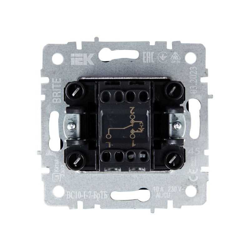 BRITE Выключатель 1-клавишный проходной с индикацией 10А ВС10-1-7-БрТБ темная бронза IEK
