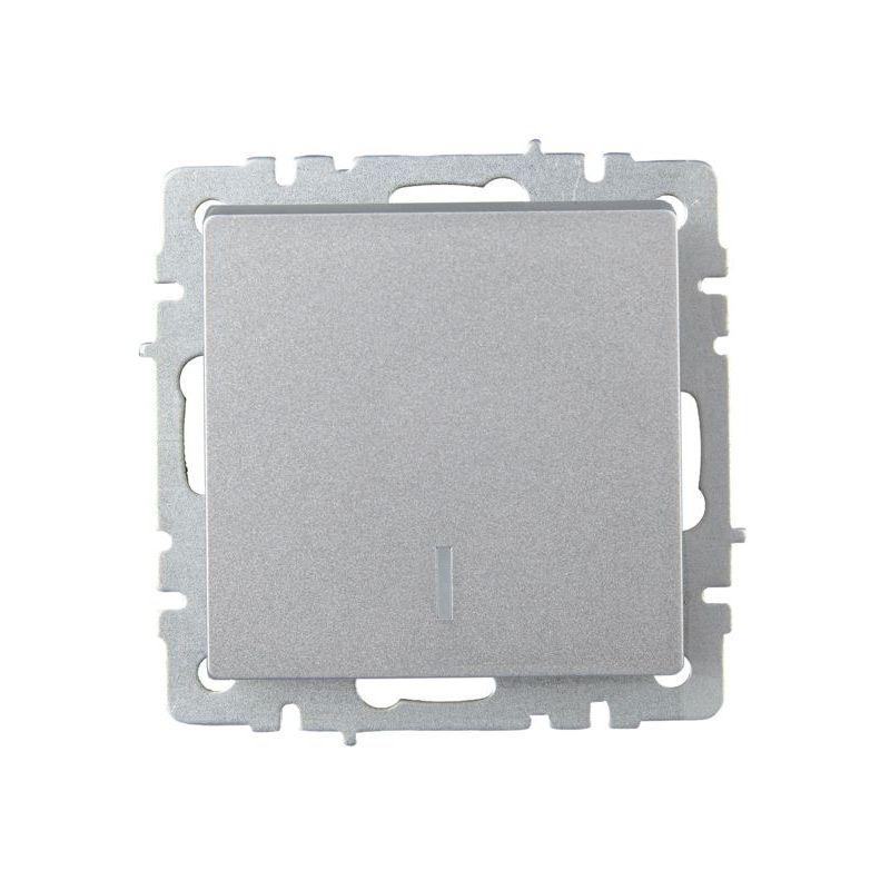 BRITE Выключатель 1-клавишный проходной с индикацией 10А ВС10-1-7-БрА алюминий IEK