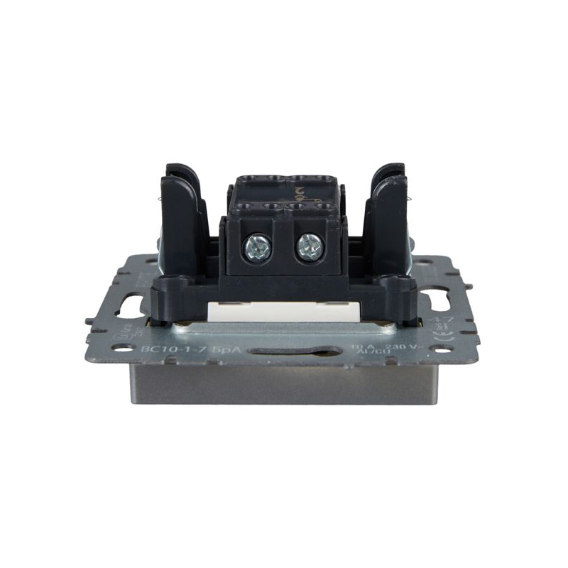 BRITE Выключатель 1-клавишный проходной с индикацией 10А ВС10-1-7-БрА алюминий IEK