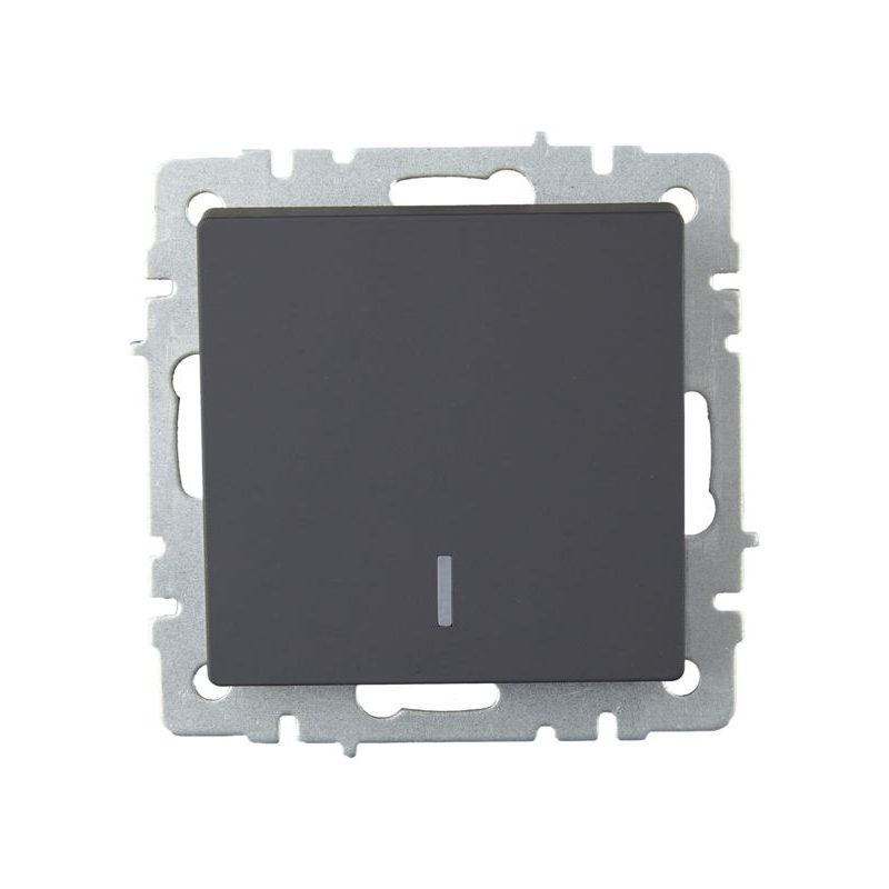BRITE Выключатель 1-клавишный проходной с индикацией 10А ВС10-1-7-БрГ графит IEK