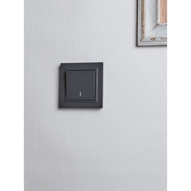 BRITE Выключатель 1-клавишный проходной с индикацией 10А ВС10-1-7-БрГ графит IEK