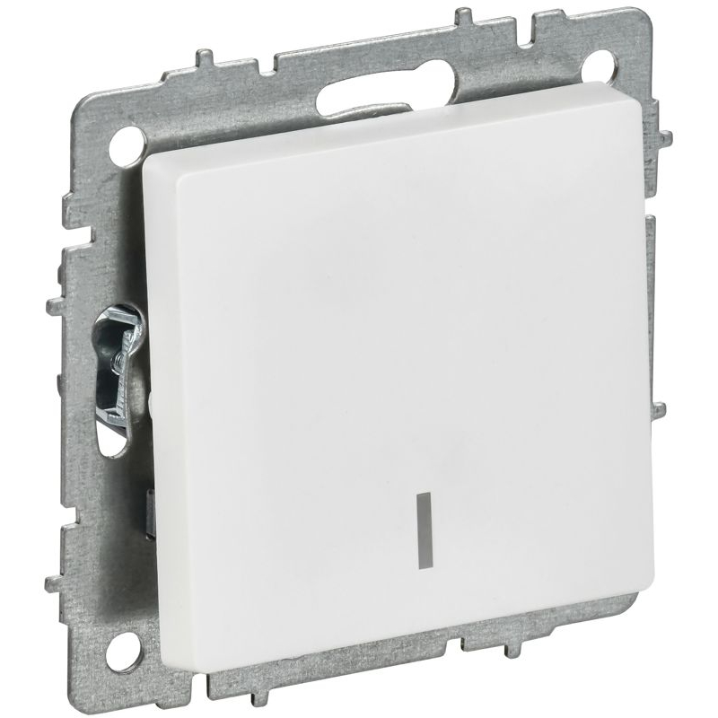 BRITE Выключатель 1-клавишный проходной с индикацией 10А ВС10-1-7-БрАБ арктический белый IEK