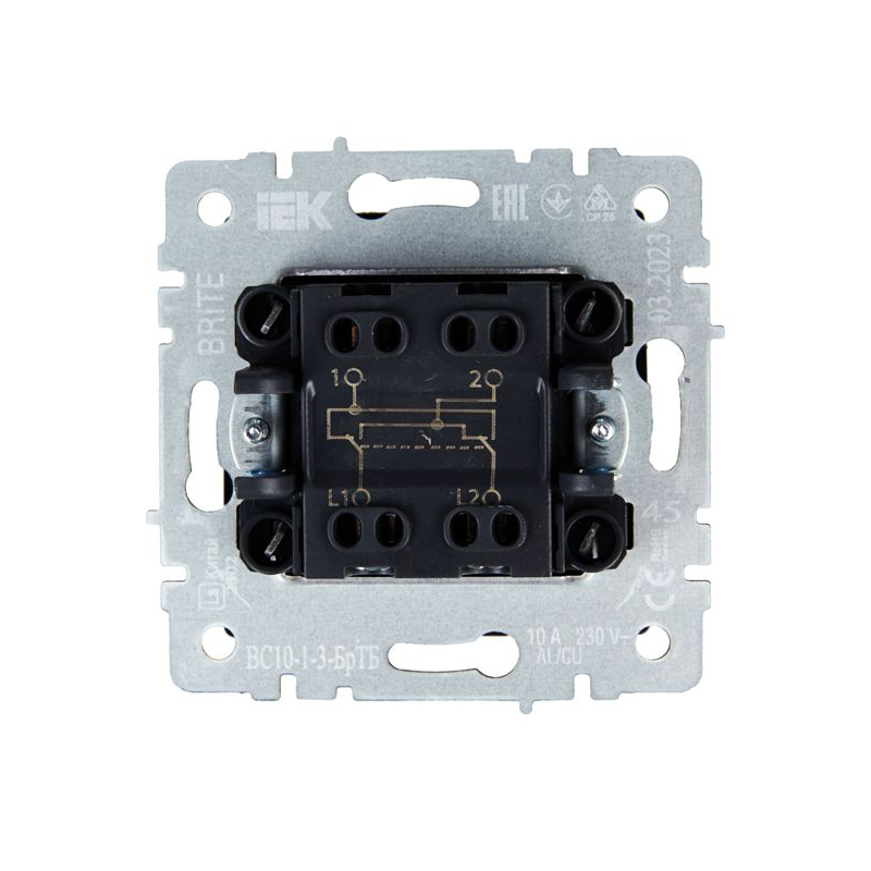 BRITE Выключатель 1-клавишный перекрестный 10А ВС10-1-3-БрТБ темная бронза IEK