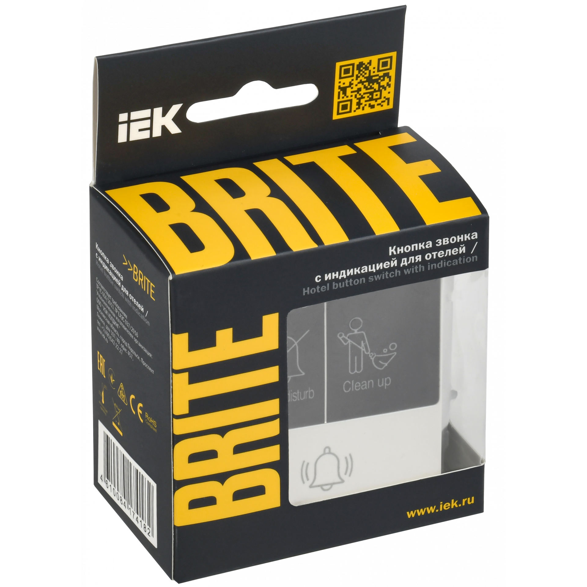 BRITE Кнопка звонка с индикацией для отелей 10А ВС10-1-9-БрБ белый IEK
