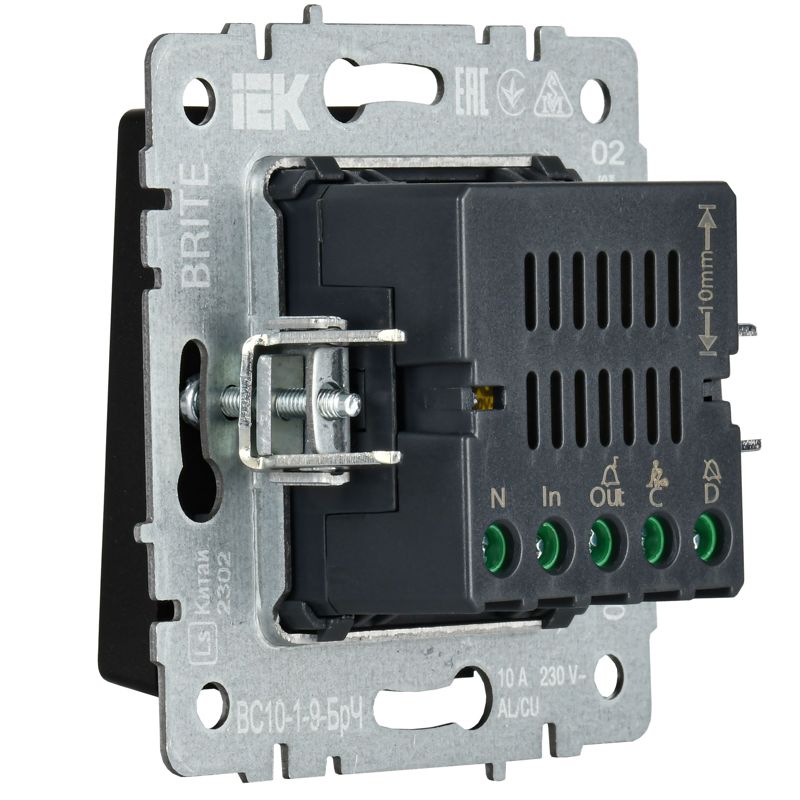 BRITE Кнопка звонка с индикацией для отелей 10А ВС10-1-9-БрЧ черный IEK