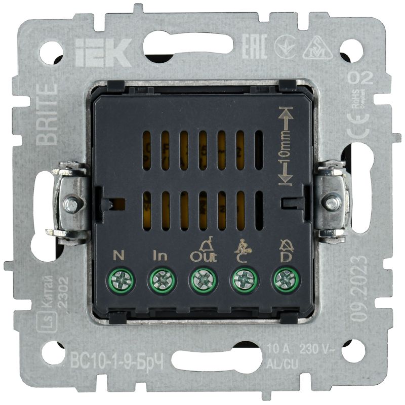 BRITE Кнопка звонка с индикацией для отелей 10А ВС10-1-9-БрЧ черный IEK