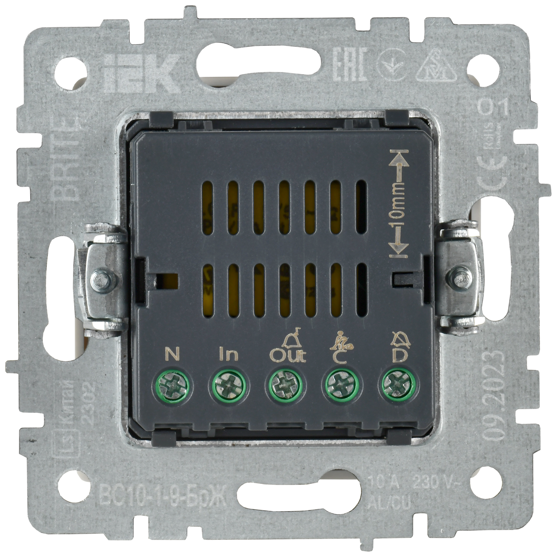 BRITE Кнопка звонка с индикацией для отелей 10А ВС10-1-9-БрЖ жемчуг IEK