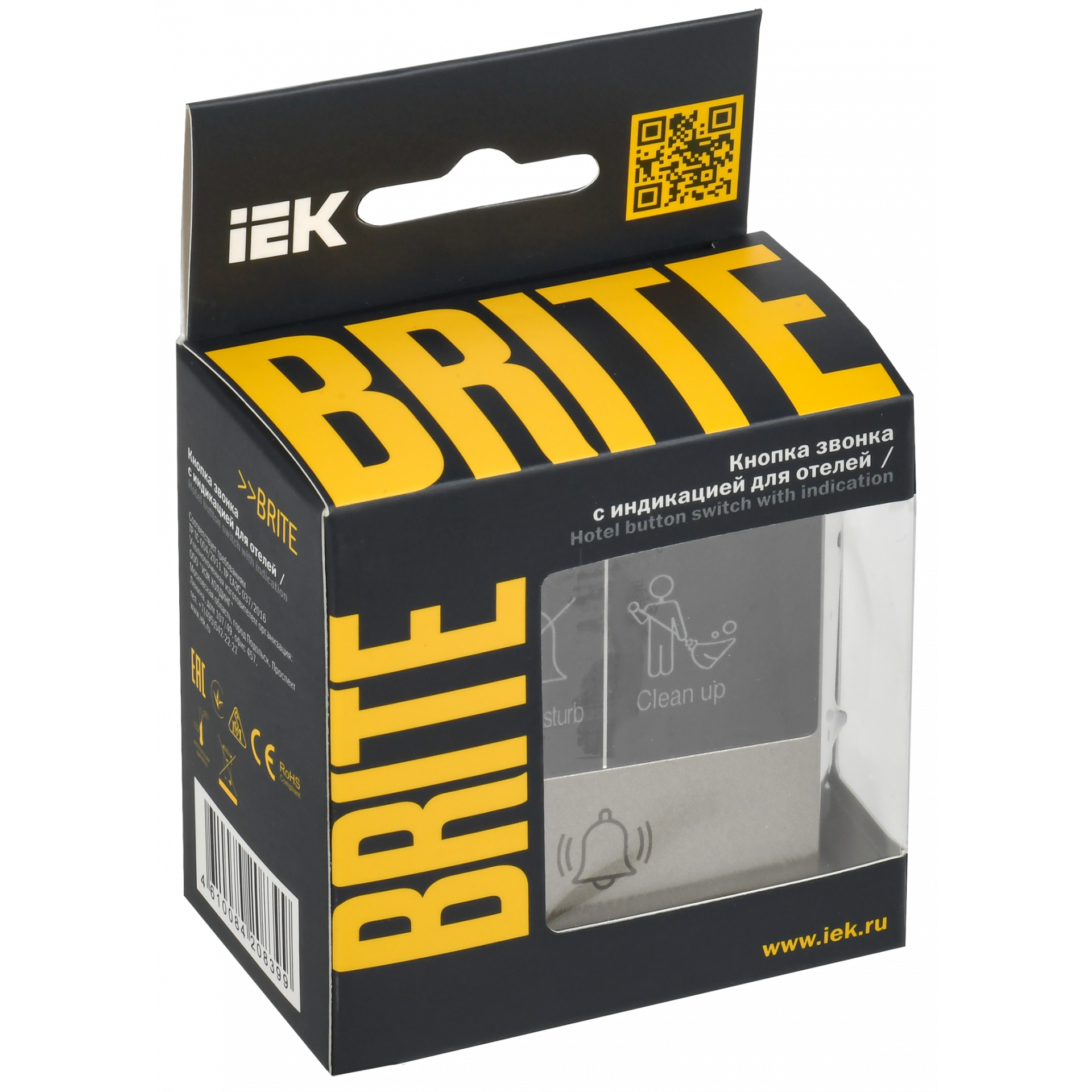BRITE Кнопка звонка с индикацией для отелей 10А ВС10-1-9-БрШ шампань IEK