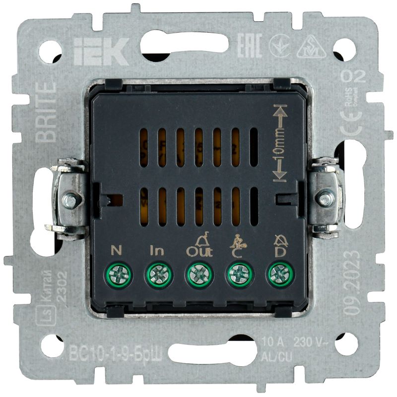 BRITE Кнопка звонка с индикацией для отелей 10А ВС10-1-9-БрШ шампань IEK