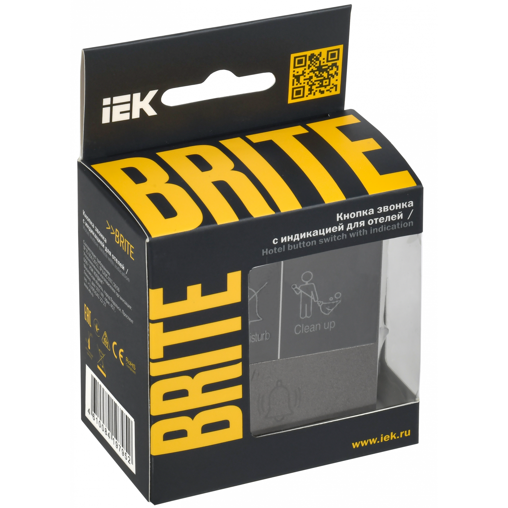 BRITE Кнопка звонка с индикацией для отелей 10А ВС10-1-9-БрТБ темная бронза IEK