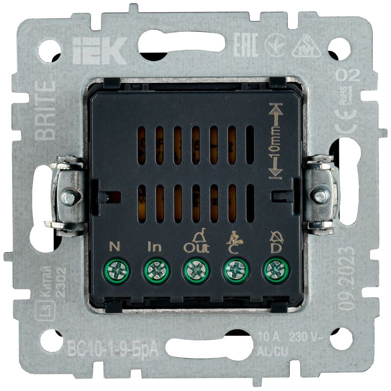 BRITE Кнопка звонка с индикацией для отелей 10А ВС10-1-9-БрА алюминий IEK