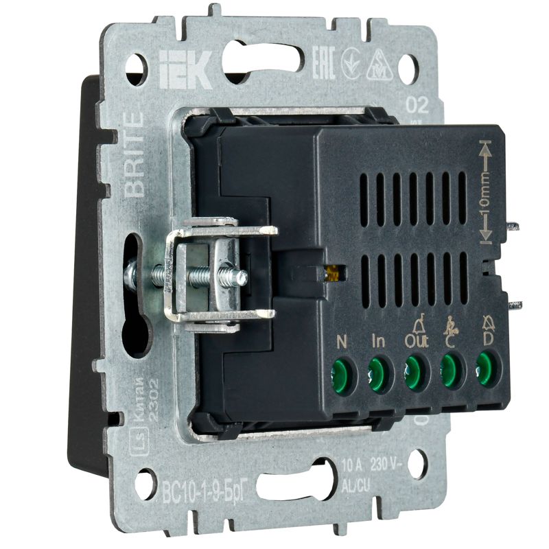 BRITE Кнопка звонка с индикацией для отелей 10А ВС10-1-9-БрГ графит IEK