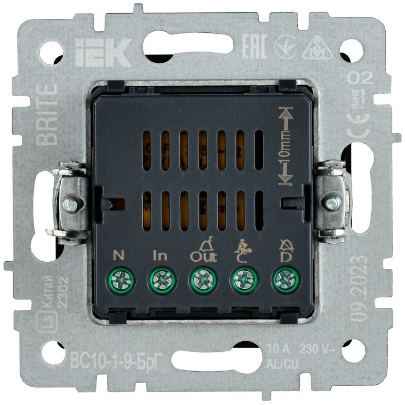 BRITE Кнопка звонка с индикацией для отелей 10А ВС10-1-9-БрГ графит IEK