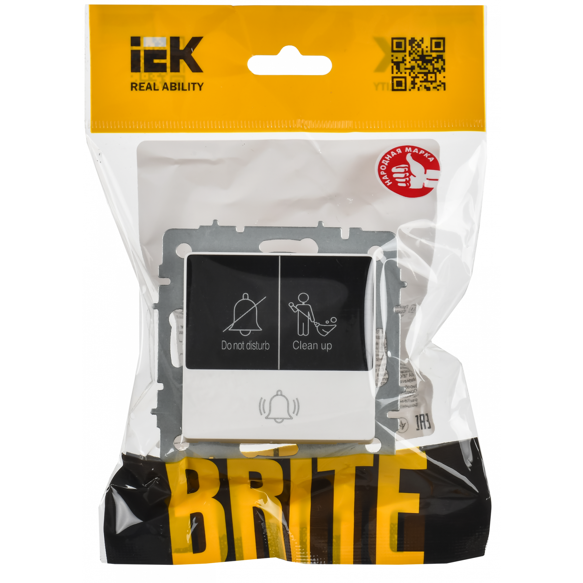 BRITE Кнопка звонка с индикацией для отелей 10А ВС10-1-9-БрАБ арктический белый IEK