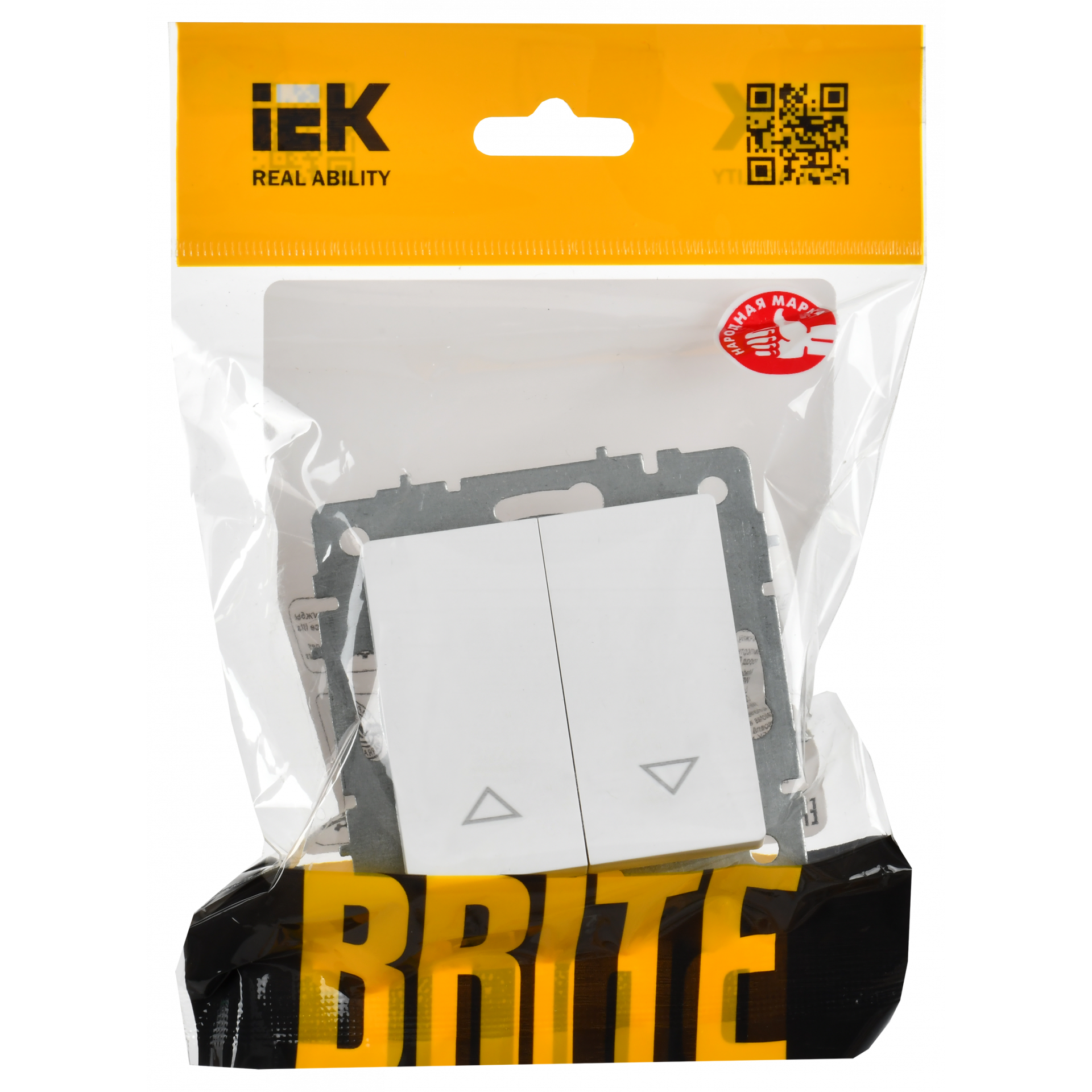 BRITE Выключатель жалюзи 10А ВС10-1-5-БрАБ арктический белый IEK
