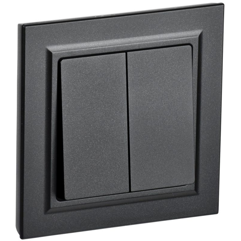 BRITE Выключатель 2-клавишный 10А в сборе ВСР10-2-0-БрЧ черный IEK