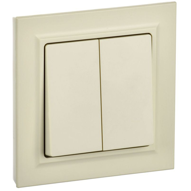 BRITE Выключатель 2-клавишный 10А в сборе ВСР10-2-0-БрКр бежевый IEK