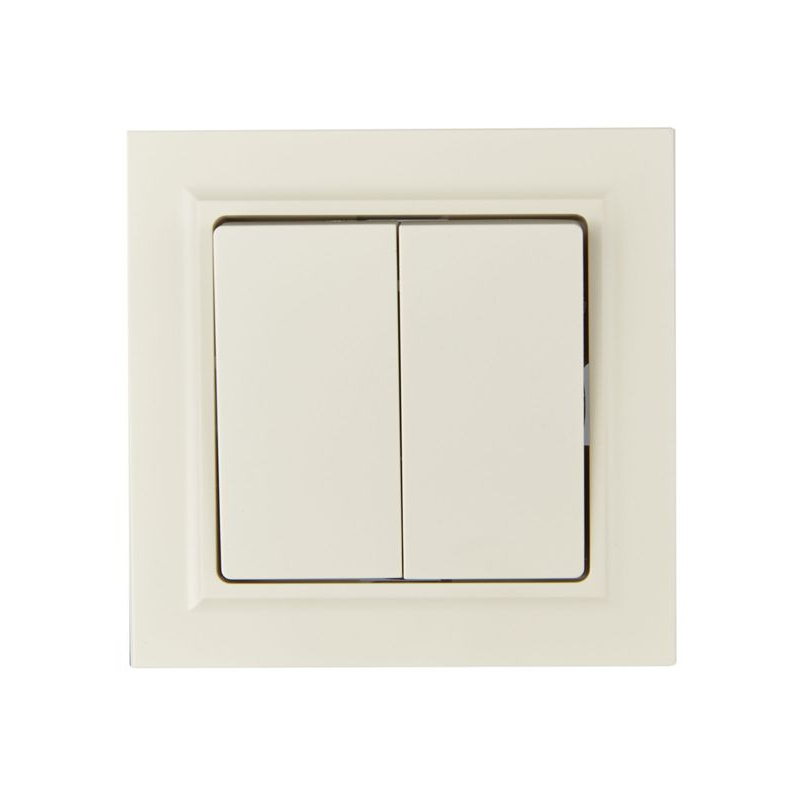 BRITE Выключатель 2-клавишный 10А в сборе ВСР10-2-0-БрКр бежевый IEK